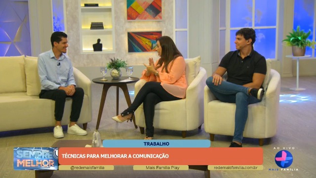 Bruno Cardoso, Danilo Rasquinho e Barbara Amorim, no programa "Sempre Melhor"